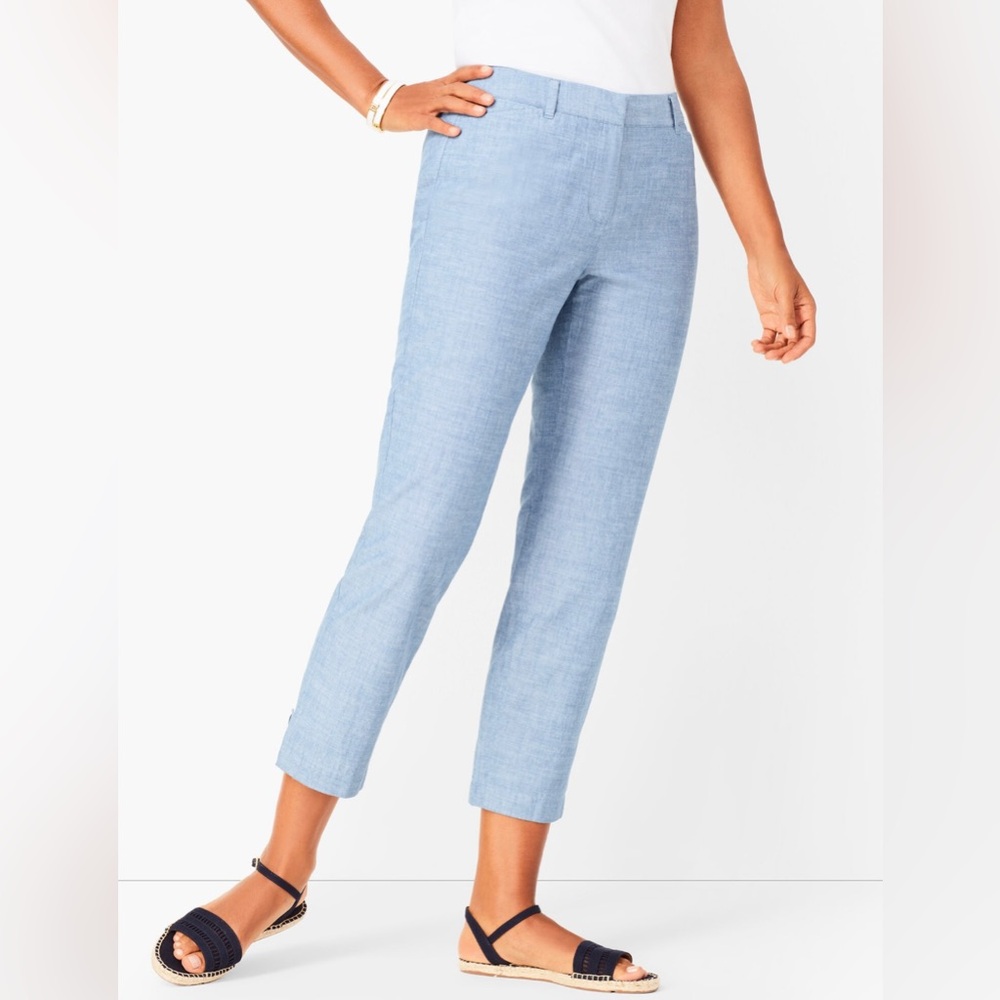 EUC, Talbots Perfect Crop, Light Chambray Blue, Sz 12